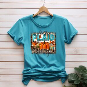 All the Plaid and Pumpkin - Fall Shirt - Bella & Canvas - Teal